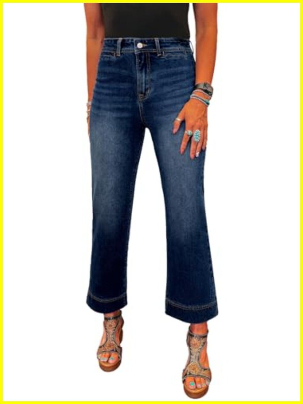 High Waisted Wide Leg Stretch Denim Jeans